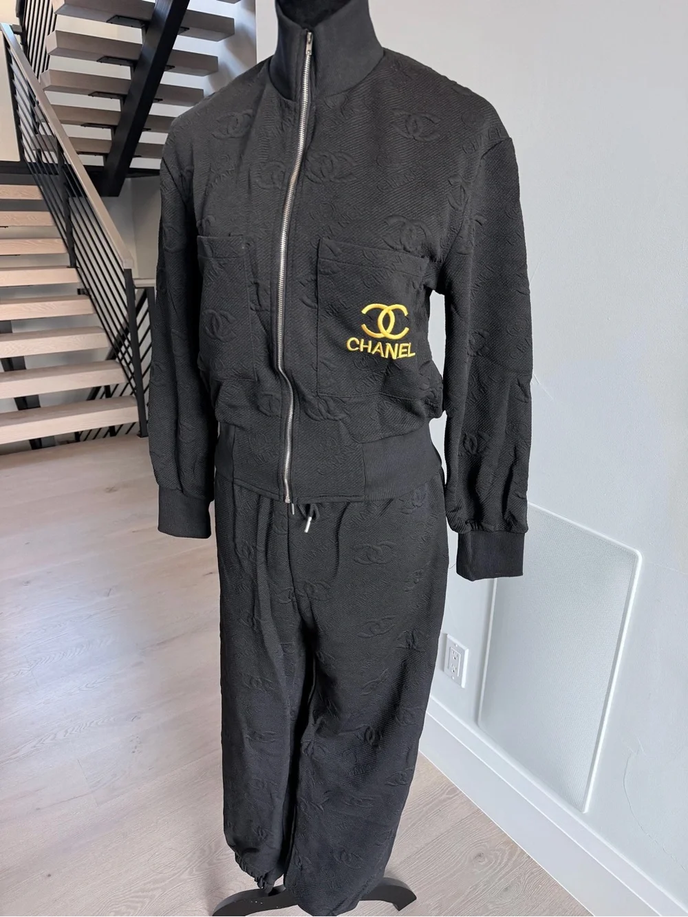 Black Two Piece Matching Set Tracksuit with pockets size S